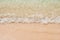 Water macro , clean white sand beach closeup -