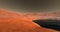 Water on Mars like Planet inside of a Crater. Extremely detailed and realistic 3d illustration