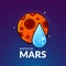 Water on Mars vector illustration