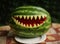 Water melon art cut shark teeth mouth