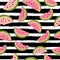 Water Melon Seamless Pattern Striped Vector Illustration