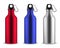 Water metal bottle. Reusable drinking blank bottles with lid and carabiner, drink aluminum fitness flask, sports or