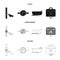 Water meter, bath and other equipment.Plumbing set collection icons in black,monochrome,outline style vector symbol