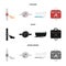 Water meter, bath and other equipment.Plumbing set collection icons in cartoon,black,monochrome style vector symbol