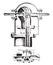 Water meter, Kennedy system; section along the axis of the water distribution pipe, vintage engraving