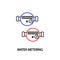 Water meters red and blue line vector icon. Hot and cold water metering