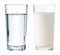 Water and milk glasses isolated with clipping path included