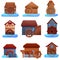 Water mill icons set, cartoon style
