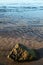 Water near the beach with a single rock