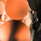 Water and oil, beautiful color abstract background based on red and orange circles and ovals, macro abstraction