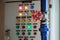 Water oil gas valve with pump control panel background