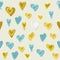 Water painted heart seamless pattern.