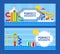 Water park banner in flat style, vector illustration. Perfect summer holidays in aqua park, fun vacation for family with