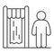 Water park changing room thin line icon, Aquapark concept, Person at changing cabin sign on white background, water pool