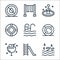 water park line icons. linear set. quality vector line set such as diver, slide, ice cream, lifebuoy, swimming pool, lifebuoy,