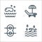 water park line icons. linear set. quality vector line set such as diver, swim, sunbed