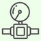 Water pipe counter line icon. Home supply meter or gauge, industrial valve outline style pictogram on white background