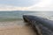 Water pipe going into the Atlantic ocean. Sea water intake pipe at the beach