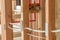 Water pipes pass through wooden studs in new home construction