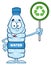 Water Plastic Bottle Character Holding Up A Recycle Sign