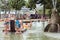 Water playground for children. Danube Island, Vienna, Austria.