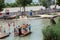 Water playground for children. Danube Island, Vienna, Austria.