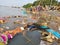 Water pollution of the holy ganges during puja festivals due to immersion of idols.