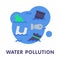 Water Pollution with Waste and Litter Floating in Sea Vector Illustration