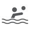 Water polo glyph icon, sport and water, swimmer with ball sign, vector graphics, a solid pattern on a white background.