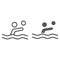 Water polo line and glyph icon, sport and water, swimmer with ball sign, vector graphics, a linear pattern on a white