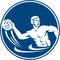 Water Polo Player Throw Ball Circle Icon