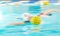 Water polo, speed and athlete in swimming pool training, exercise and fitness game in motion blurred background. Fast