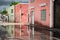 Water pooling in the streets of Valladollid, Mexico, after torrential rains.