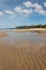 Water pools at Pakiri beach at low tide