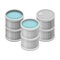 Water Poured in Cylindrical Metal Tanks for Storage Isometric Vector Illustration