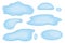 Water puddle set in cartoon style. Liquid puddle isolted on white background. Vector