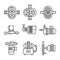 Water pump vector line icons sets