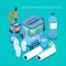 Water Purification Filters Isometric Composition