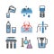 Water purification flat icons, filters sign. Vector signs for web graphics.