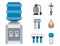 Water purification icon faucet fresh recycle pump astewater treatment collection vector illustration.
