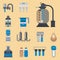 Water purification icon faucet fresh recycle pump astewater treatment collection vector illustration.