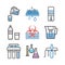 Water purification line icons, filters sign. Vector signs for web graphics.
