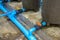 Water PVC pipe with ball valve from the water tank