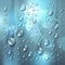 Water rain drops or condensation over blurred background beyond the window realistic transparent 3d  illustration, easy to