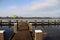 Water with reed strips and wooden piers on the Rottemeren