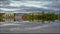 Water reflection of the buildings in the waterfront in Gravenhurst, Ontario, Canada