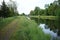 Water reflection of Havel river canal VoÃŸkanal in Krewelin, Oberhavel, Ruppiner Lakeland, Brandenburg