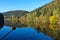 Water reservoir Okerstausee in autumn, Harz mountains, Germany