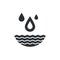 Water resources glyph black icon. Green energy sign. Hydro electricity vector pictogram. Water management. Eco friendly symbol.