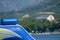 Water rides closeup at mountains background